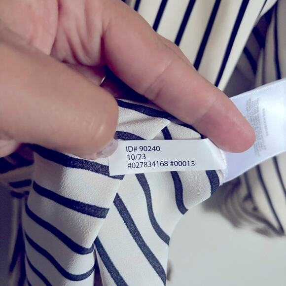 Express Black & Cream Striped Long Sleeve Shirt Dress with Tie Waist, Size M - Picture 6 of 7